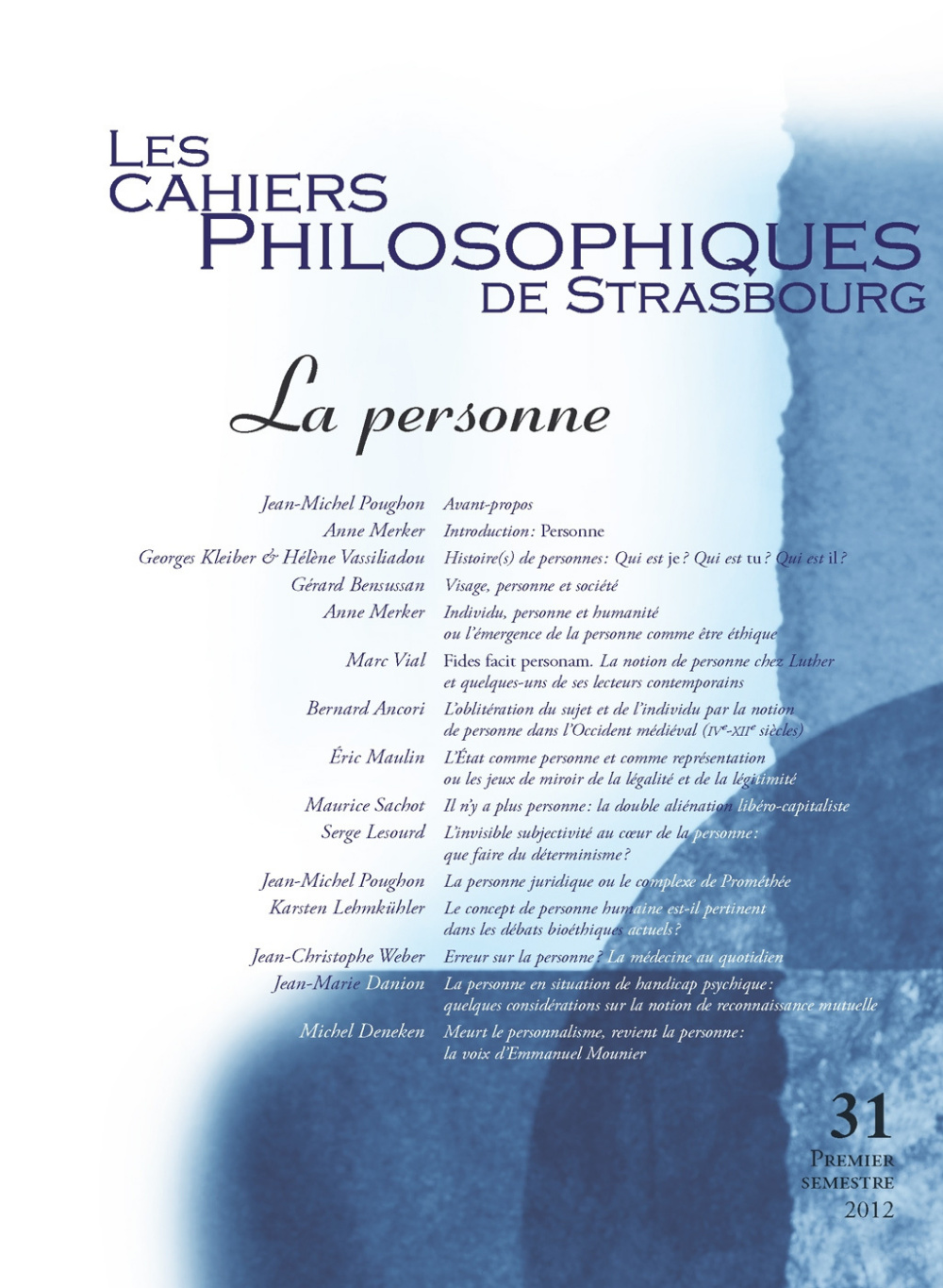 Les Cahiers philosophiques de Strasbourg n°31/2012