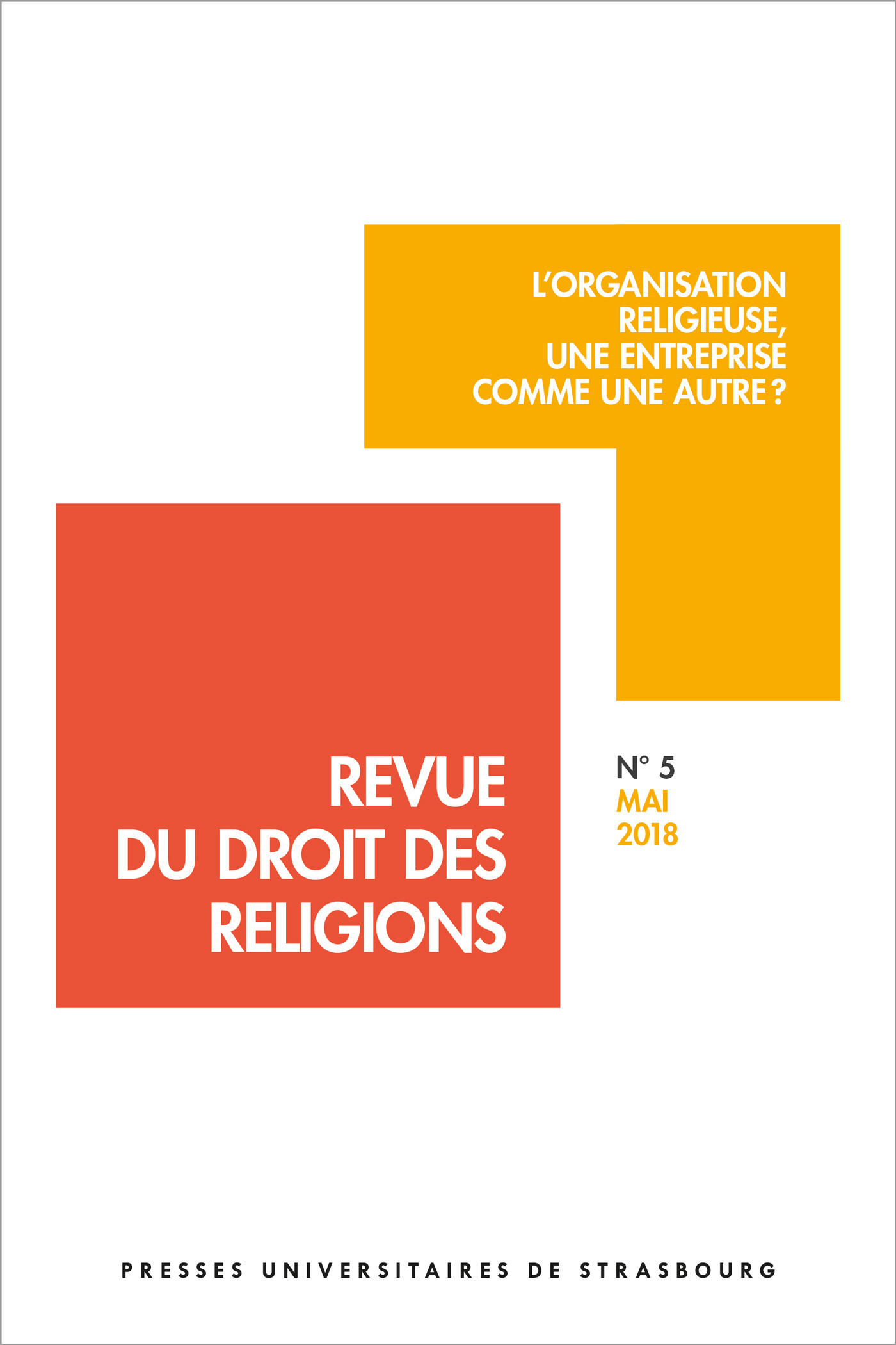 Revue du droit des religions n° 5/2018