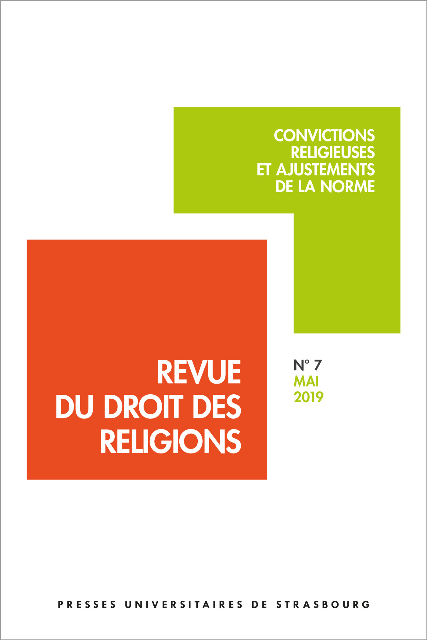 Revue du droit des religions n° 7/2019